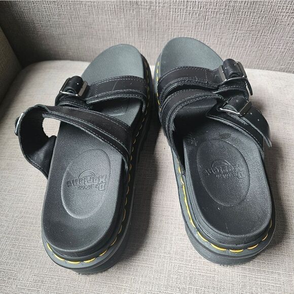 Dr Martens MYLES BRANDO LEATHER BUCKLE SLIDE SANDALS sz 11, like new main image 4